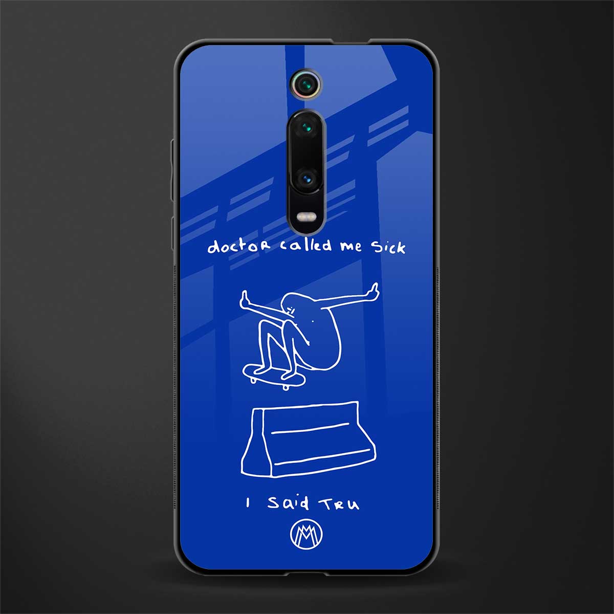 sick skateboarder blue doodle glass case for redmi k20 image