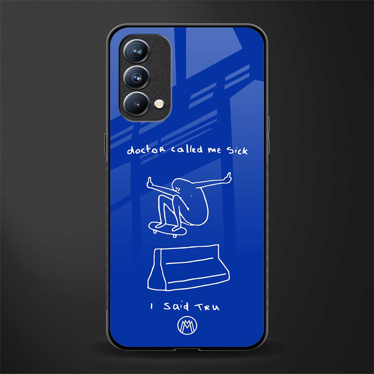 sick skateboarder blue doodle glass case for oppo f19s image