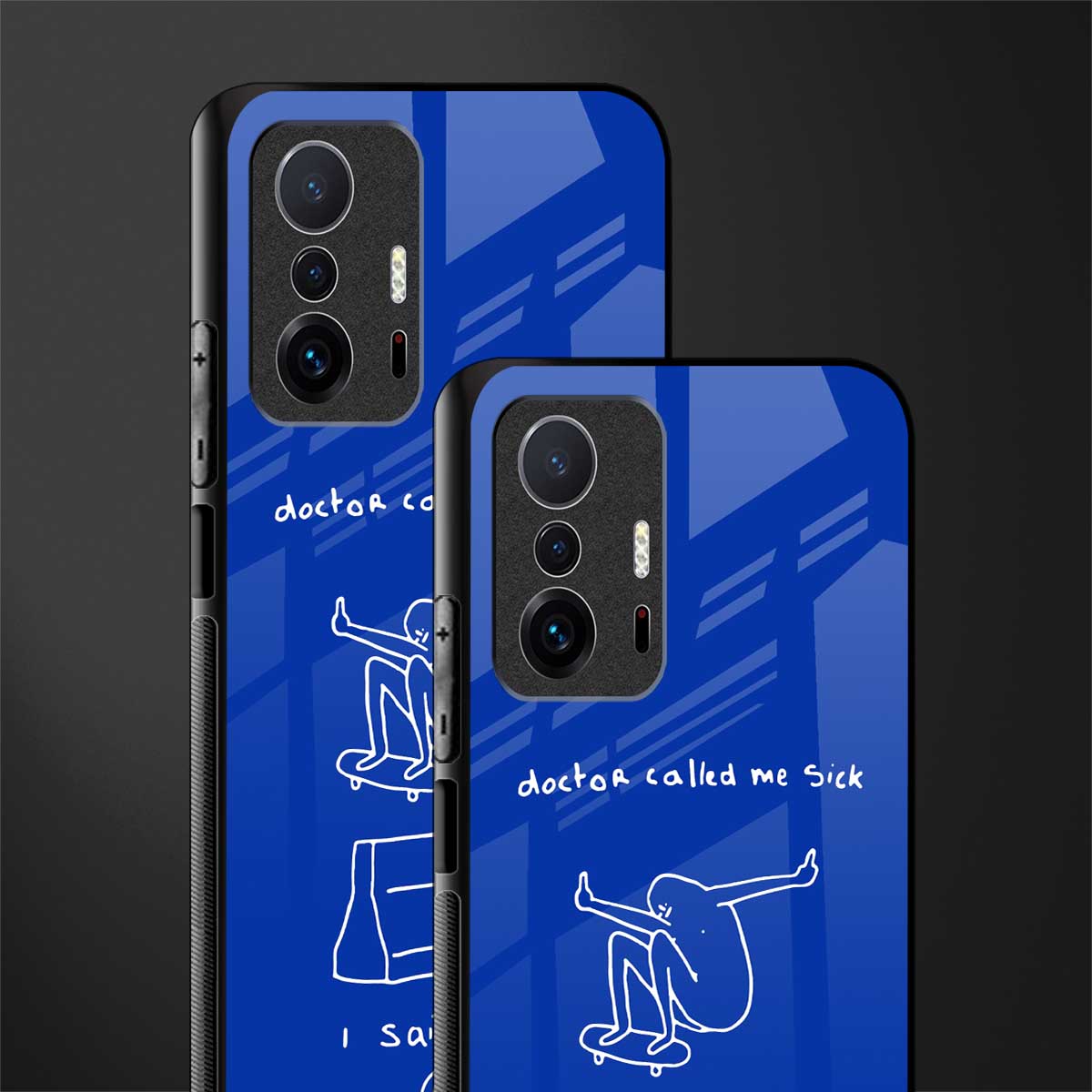 sick skateboarder blue doodle glass case for mi 11t pro 5g image-2