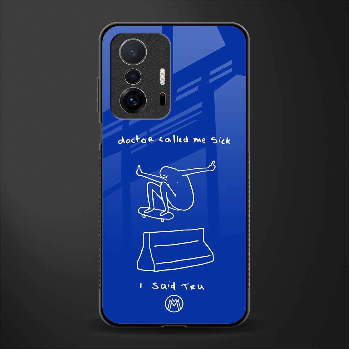 sick skateboarder blue doodle glass case for mi 11t pro 5g image