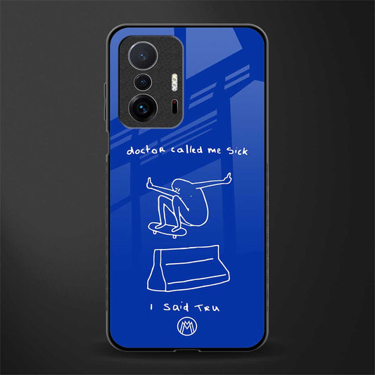 sick skateboarder blue doodle glass case for mi 11t pro 5g image