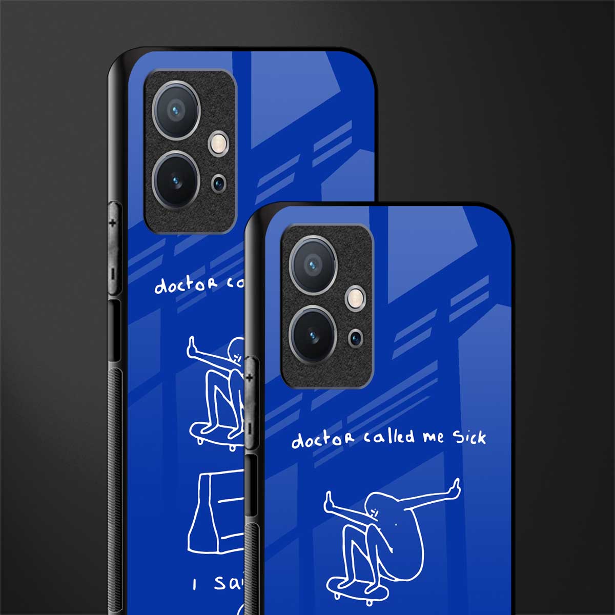 sick skateboarder blue doodle glass case for vivo y75 5g image-2