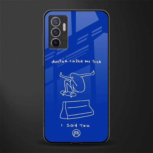 sick skateboarder blue doodle glass case for vivo v23e image
