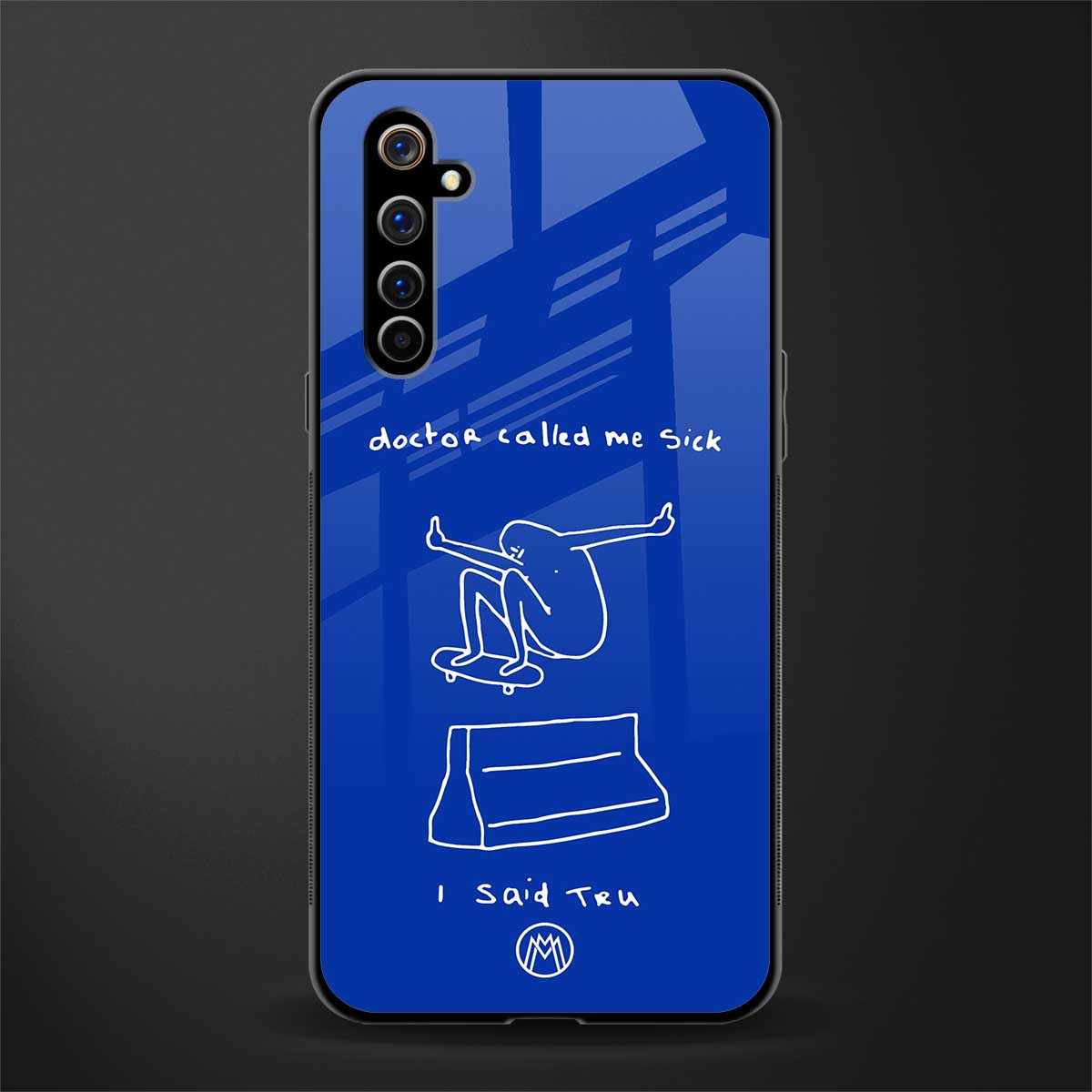sick skateboarder blue doodle glass case for realme x50 pro image
