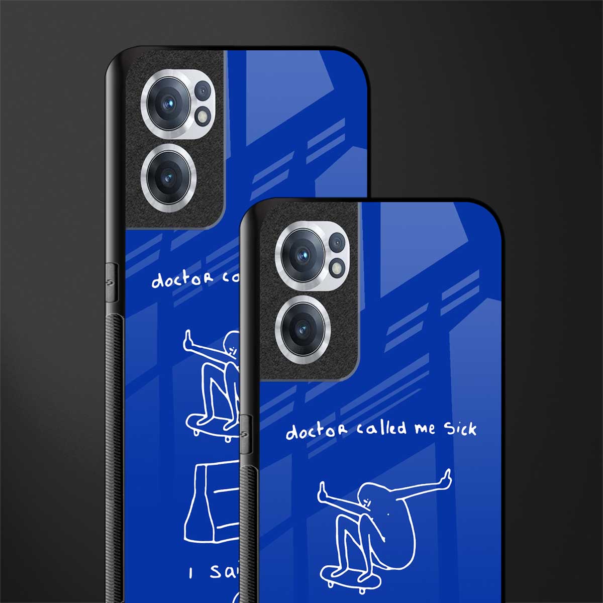 sick skateboarder blue doodle glass case for oneplus nord ce 2 5g image-2