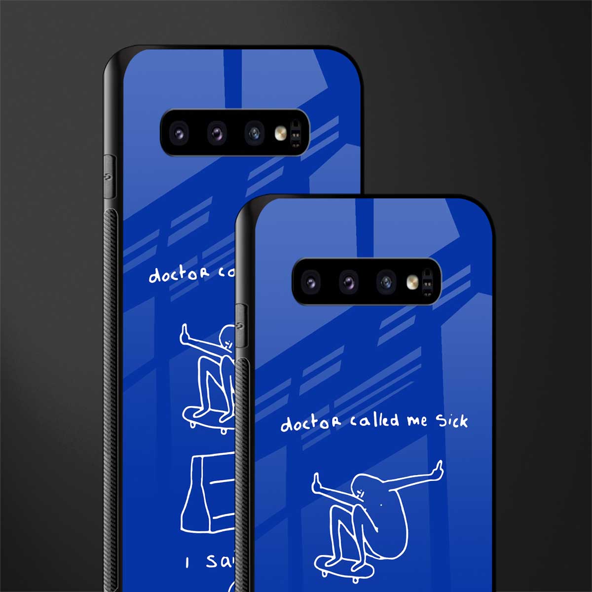 sick skateboarder blue doodle glass case for samsung galaxy s10 image-2