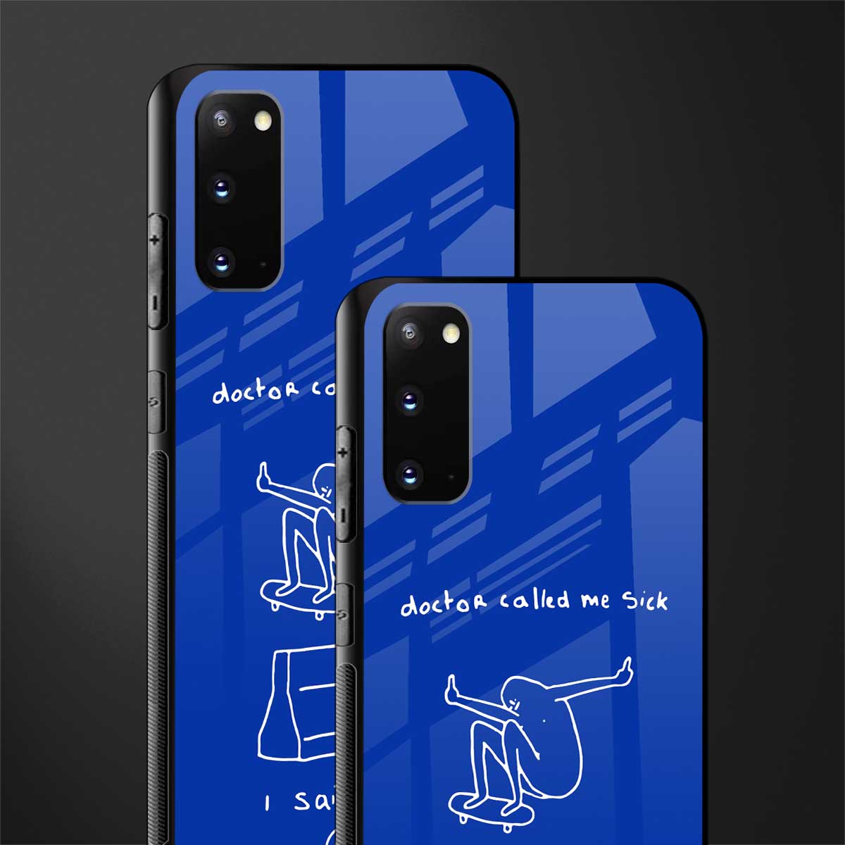 sick skateboarder blue doodle glass case for samsung galaxy s20 image-2