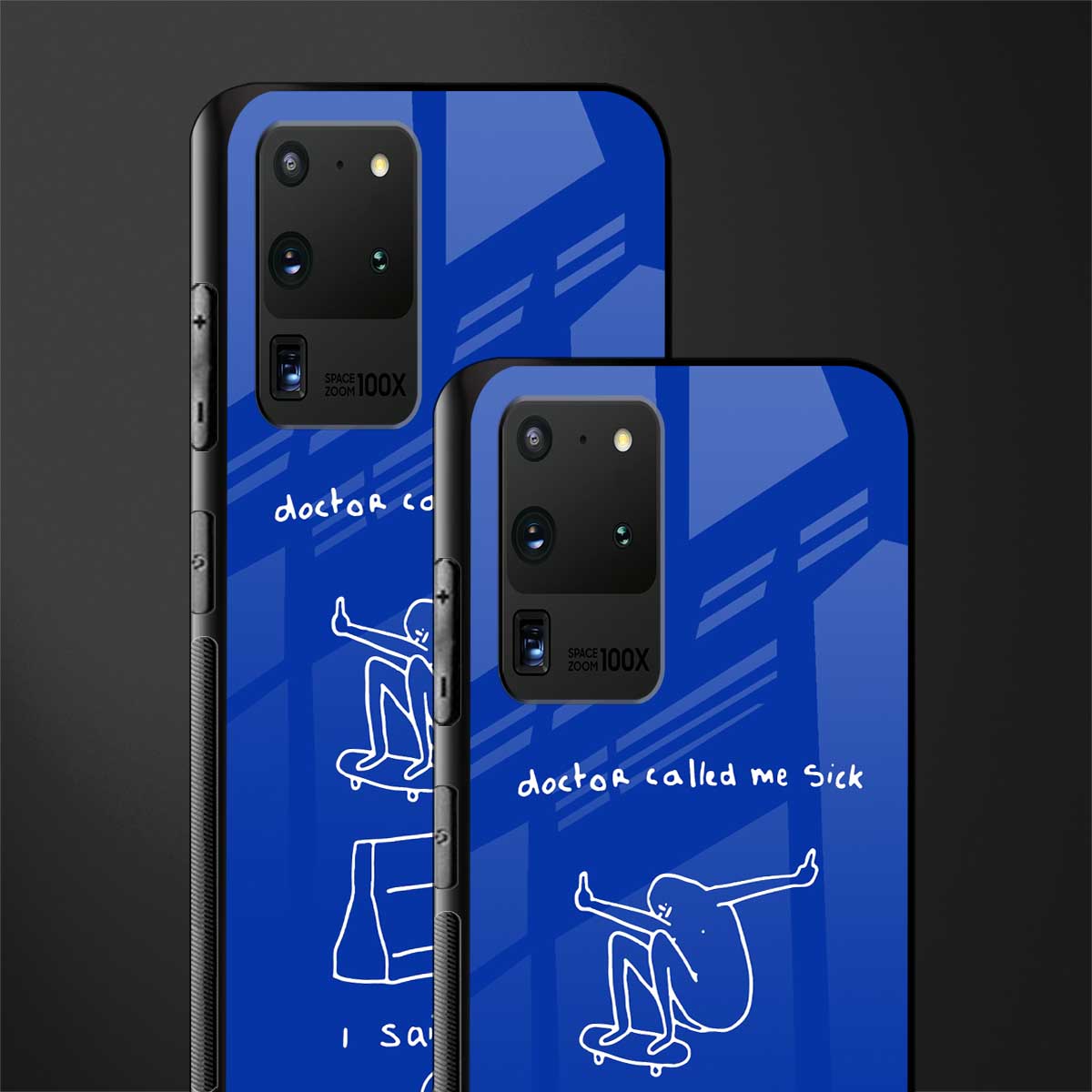 sick skateboarder blue doodle glass case for samsung galaxy s20 ultra image-2