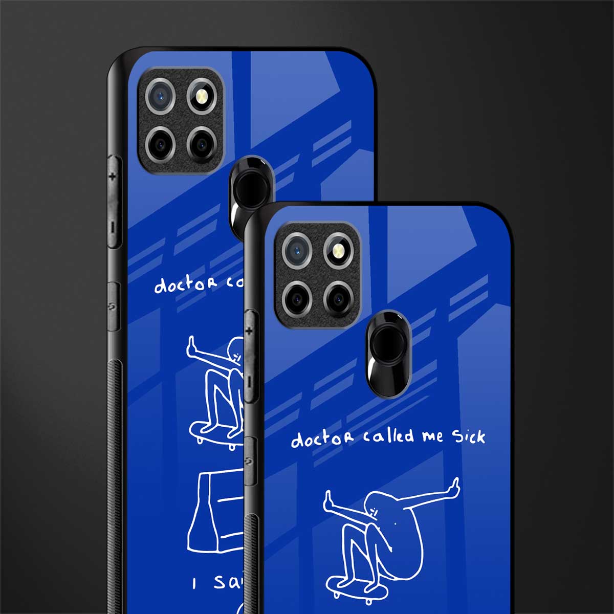 sick skateboarder blue doodle glass case for realme narzo 30a image-2