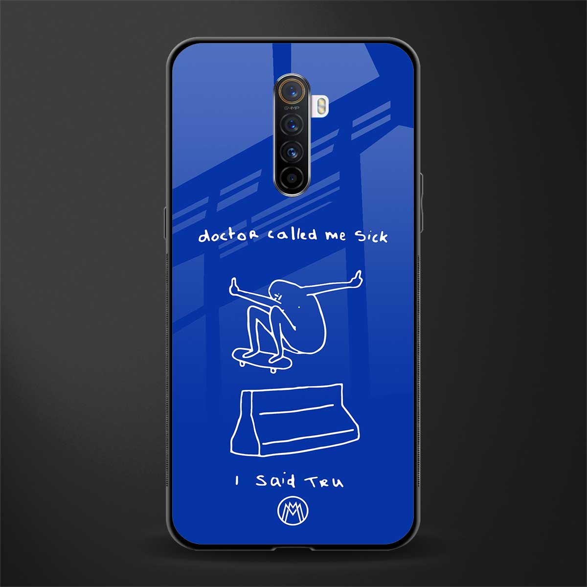 sick skateboarder blue doodle glass case for realme x2 pro image