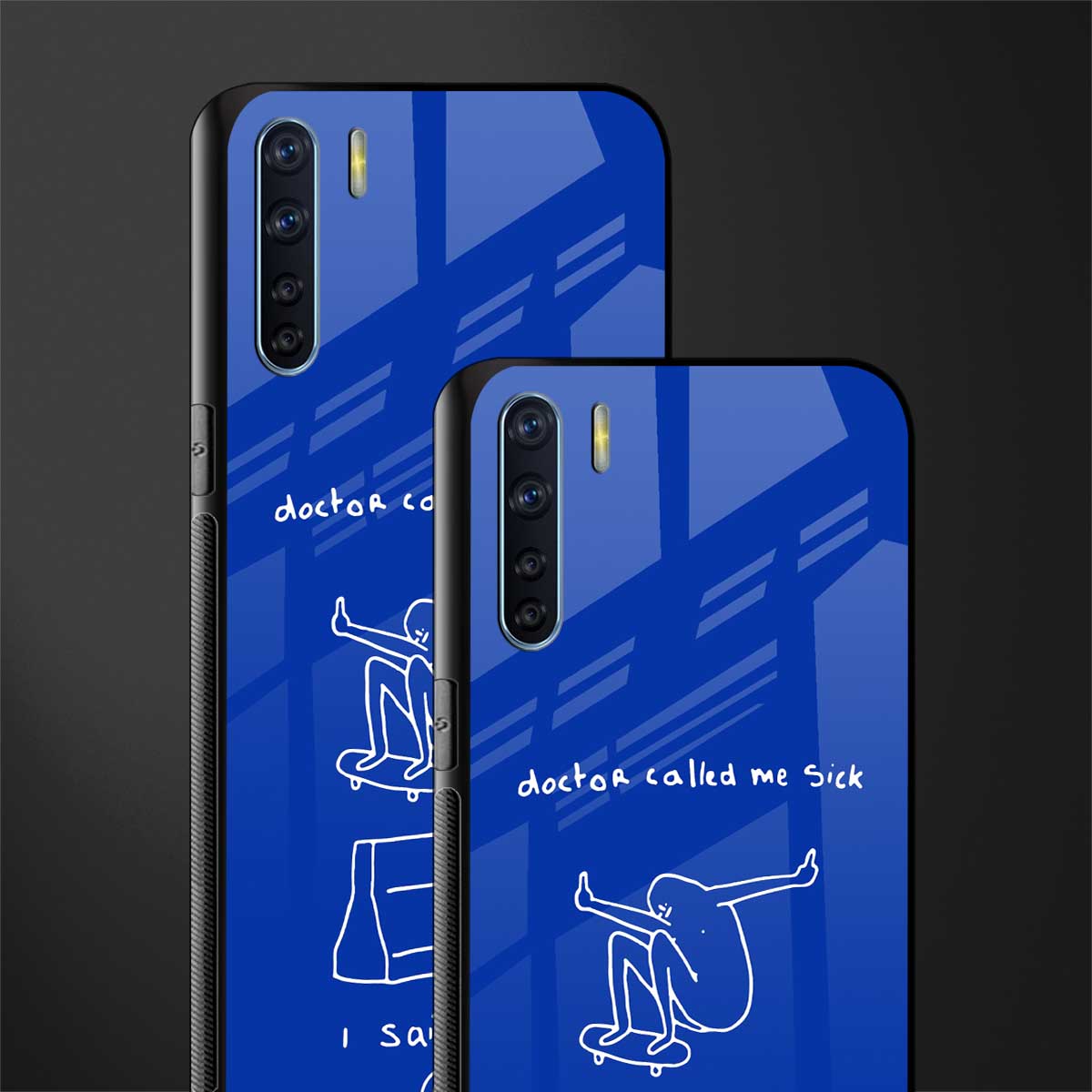 sick skateboarder blue doodle glass case for oppo f15 image-2