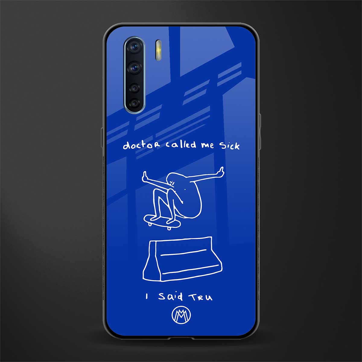 sick skateboarder blue doodle glass case for oppo f15 image