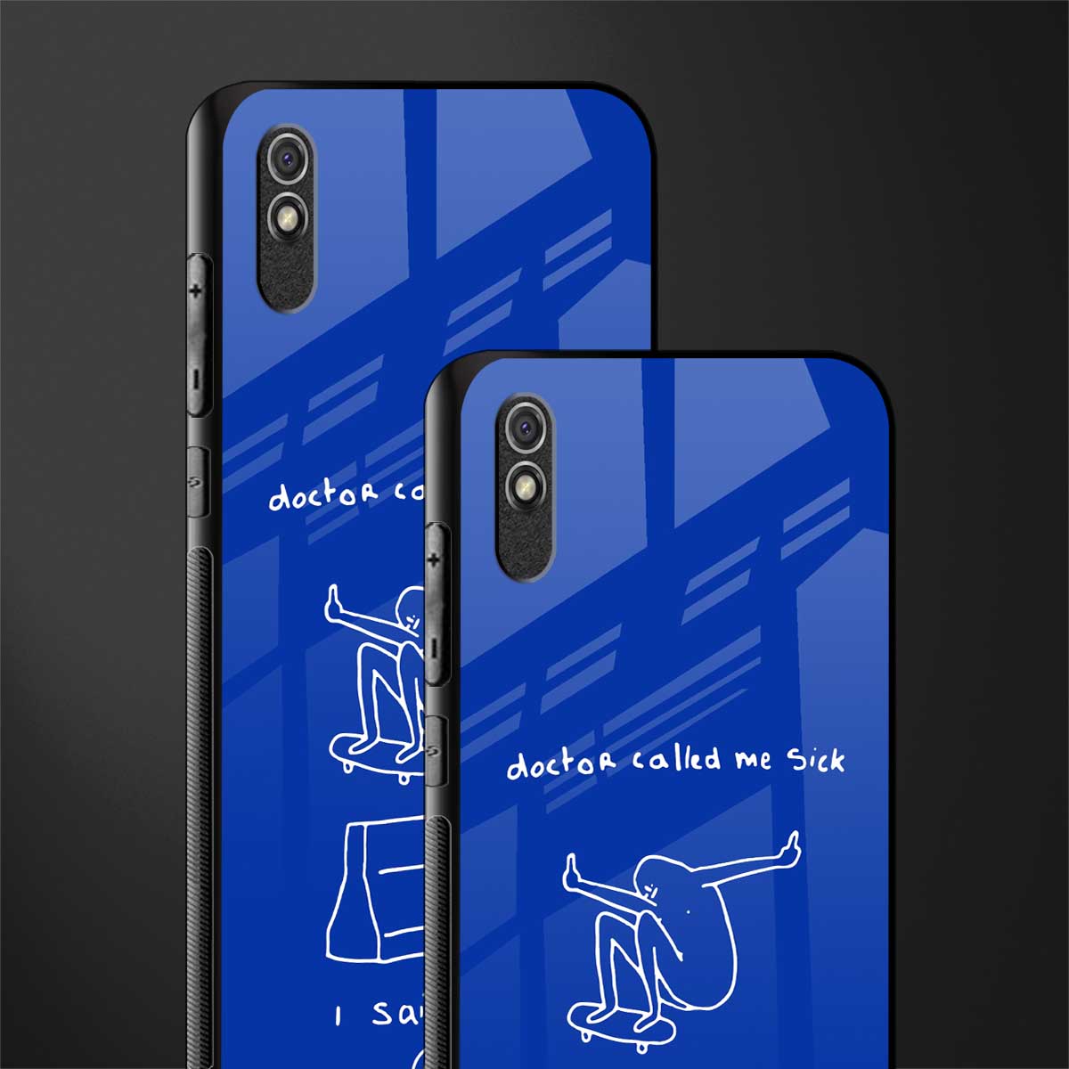 sick skateboarder blue doodle glass case for redmi 9i image-2
