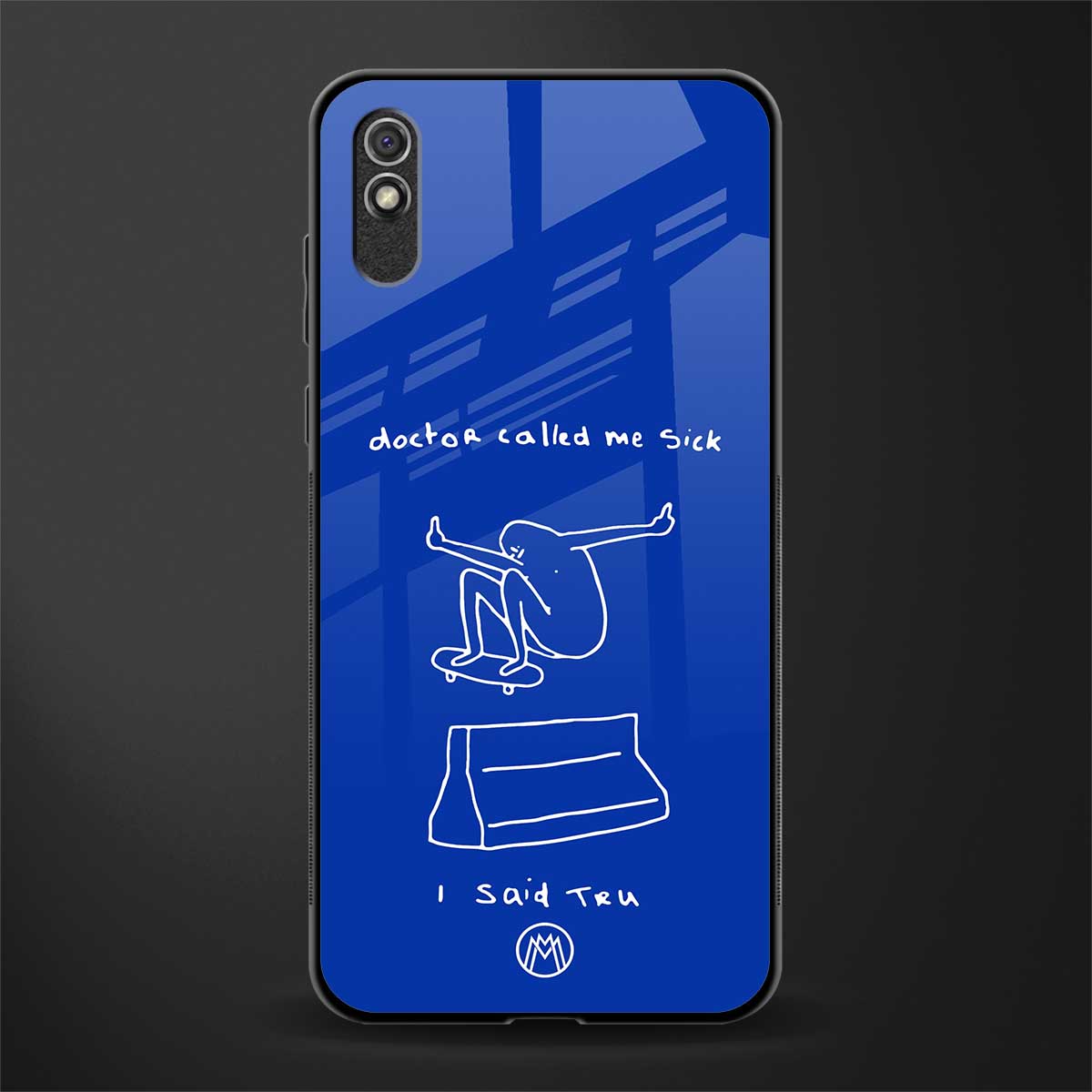 sick skateboarder blue doodle glass case for redmi 9i image
