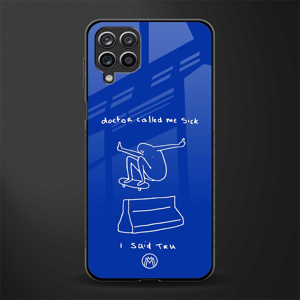 sick skateboarder blue doodle glass case for samsung galaxy m12 image