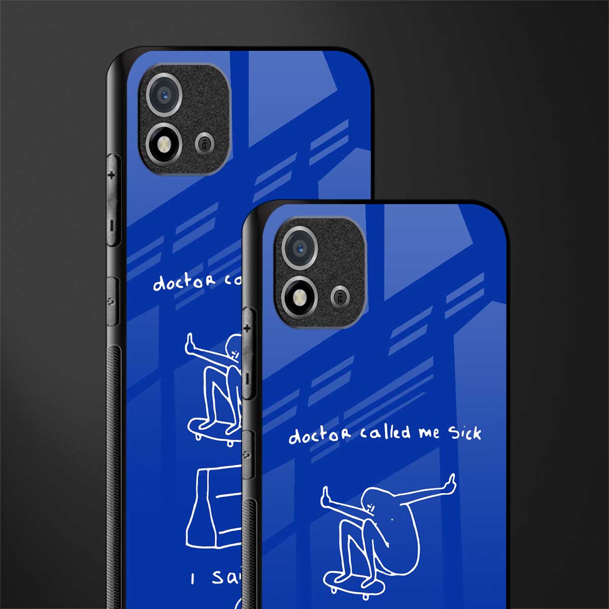 sick skateboarder blue doodle glass case for realme c20 image-2