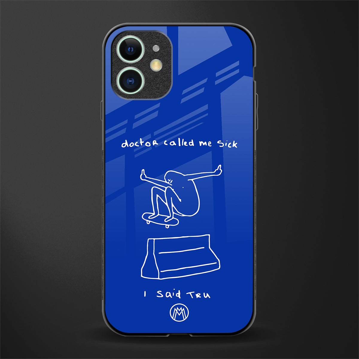 sick skateboarder blue doodle glass case for iphone 11 image