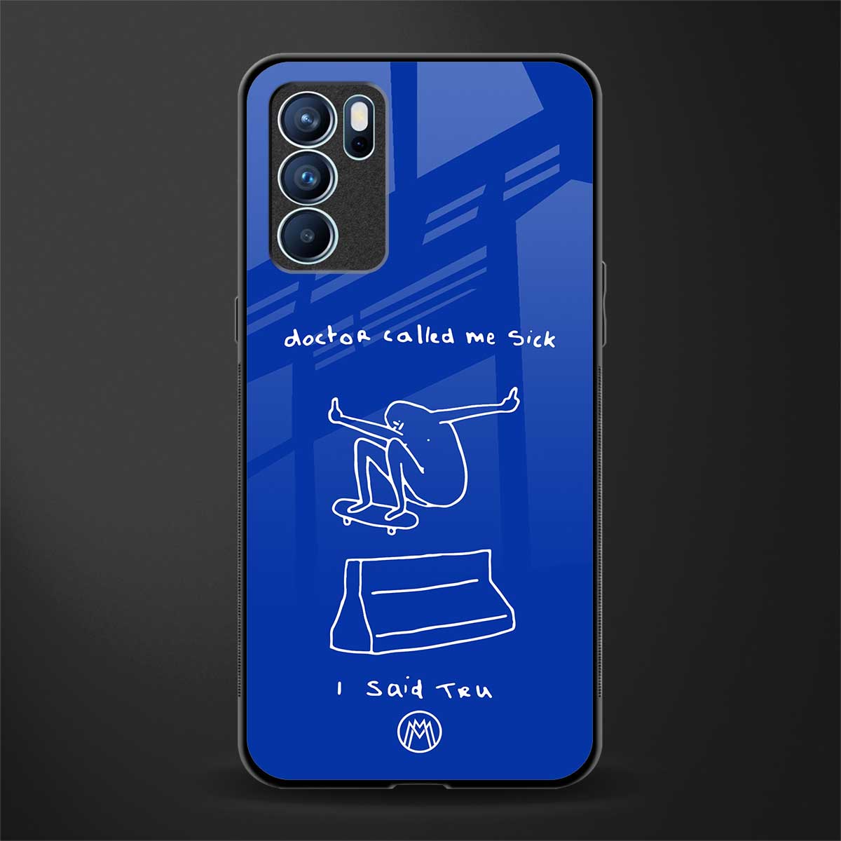 sick skateboarder blue doodle glass case for oppo reno6 5g image