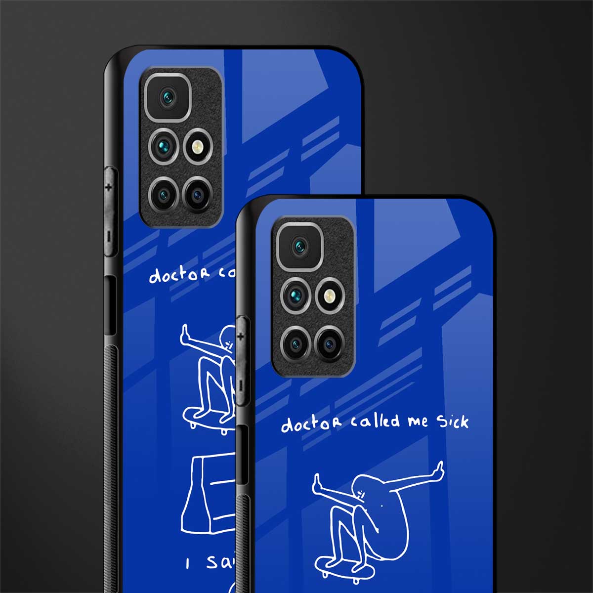 sick skateboarder blue doodle glass case for redmi 10 prime image-2