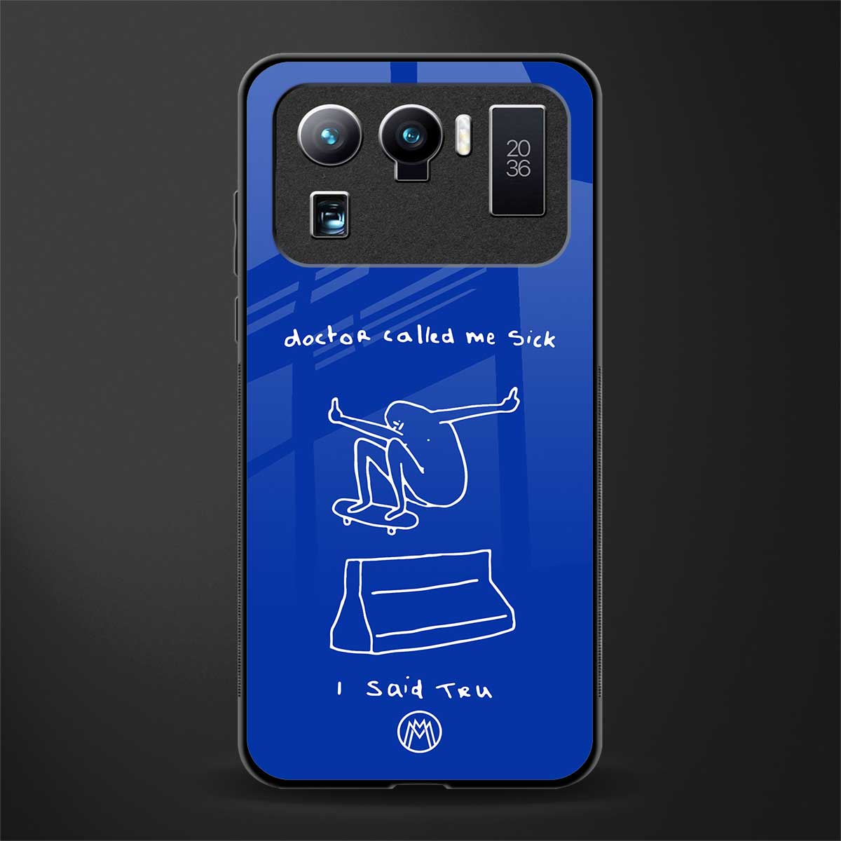 sick skateboarder blue doodle glass case for mi 11 ultra 5g image