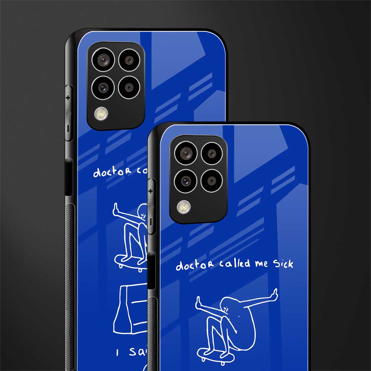 sick skateboarder blue doodle back phone cover | glass case for samsung galaxy m33 5g