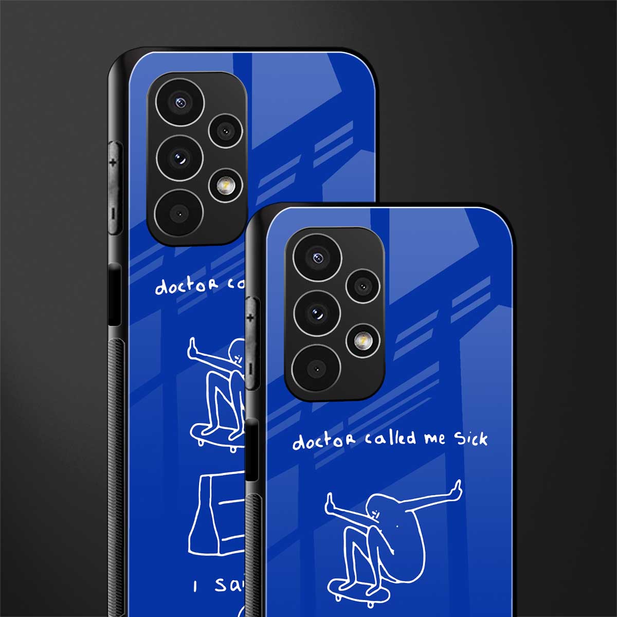 sick skateboarder blue doodle back phone cover | glass case for samsung galaxy a13 4g