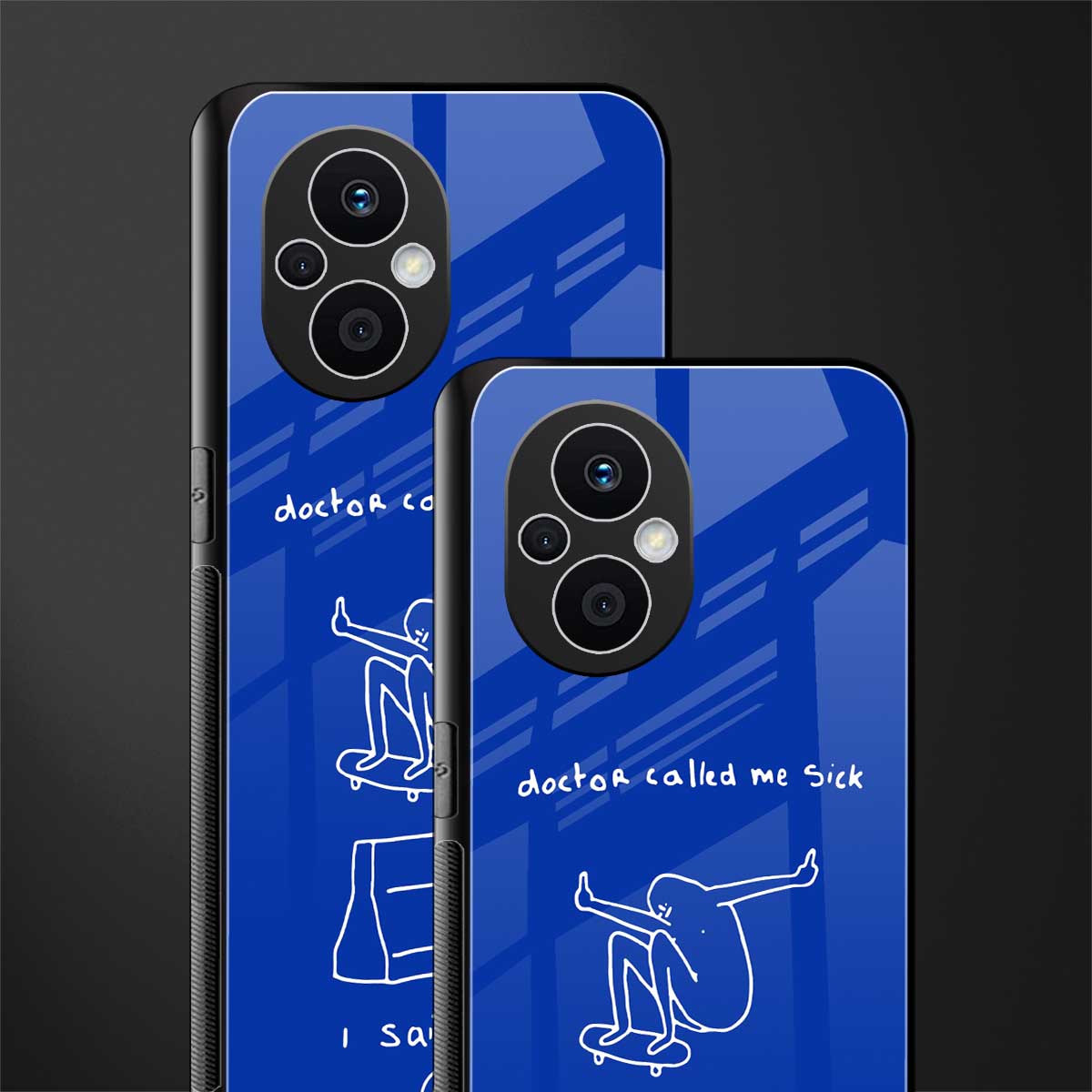 sick skateboarder blue doodle back phone cover | glass case for oppo f21 pro 5g