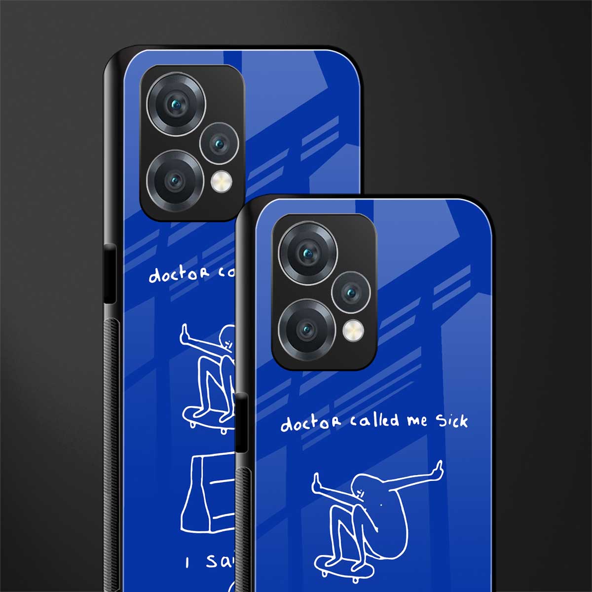 sick skateboarder blue doodle back phone cover | glass case for oneplus nord ce 2 lite 5g