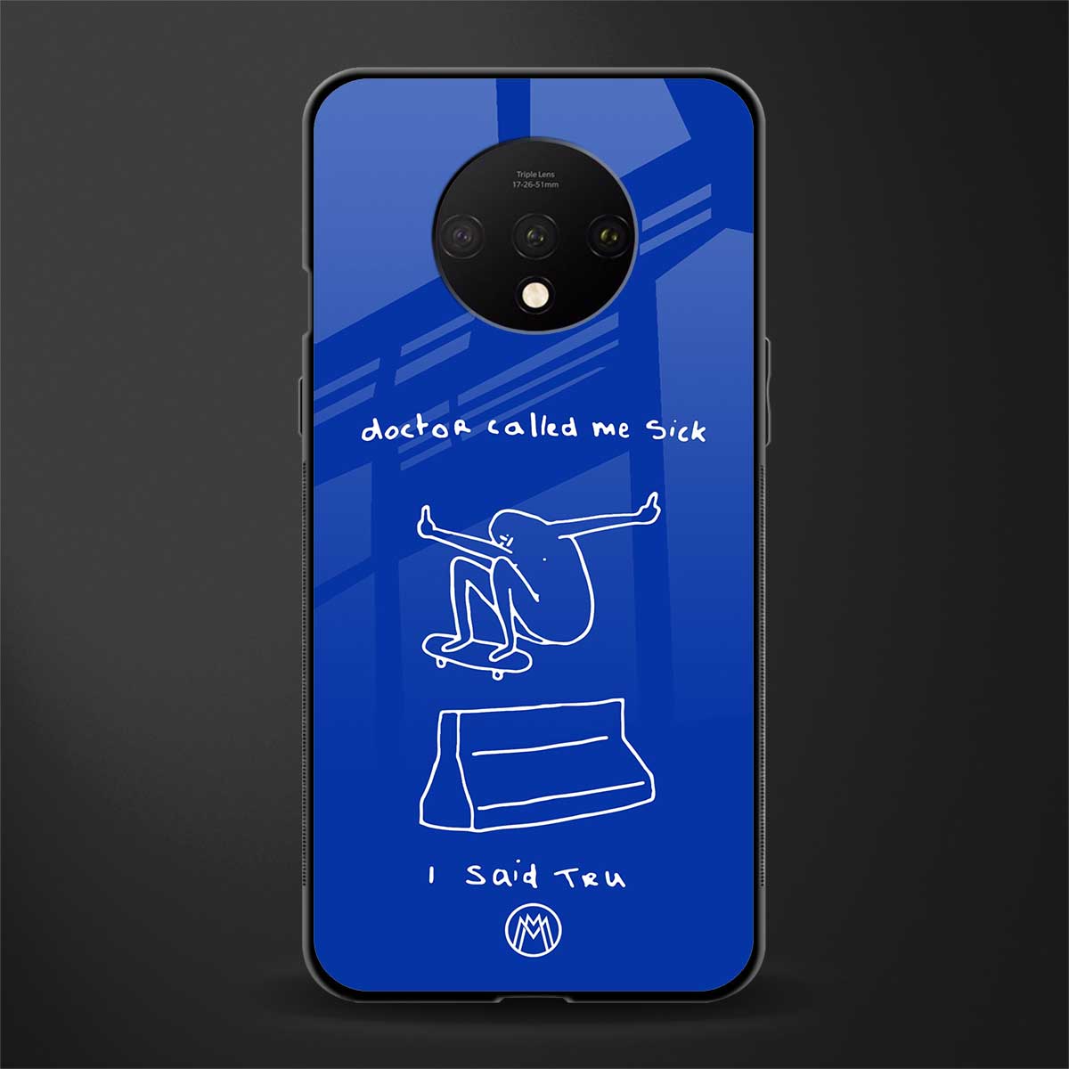 sick skateboarder blue doodle glass case for oneplus 7t image