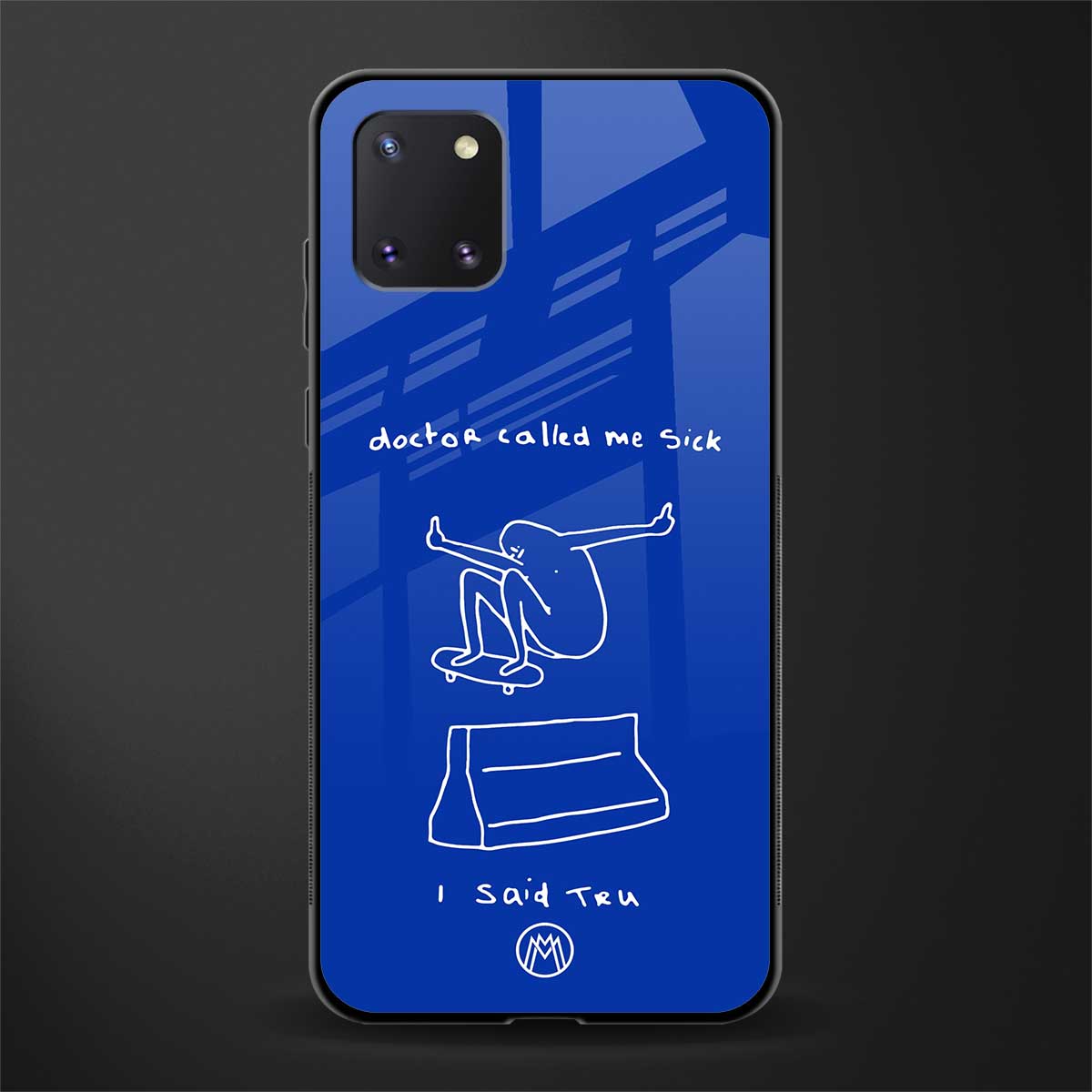 sick skateboarder blue doodle glass case for samsung a81 image