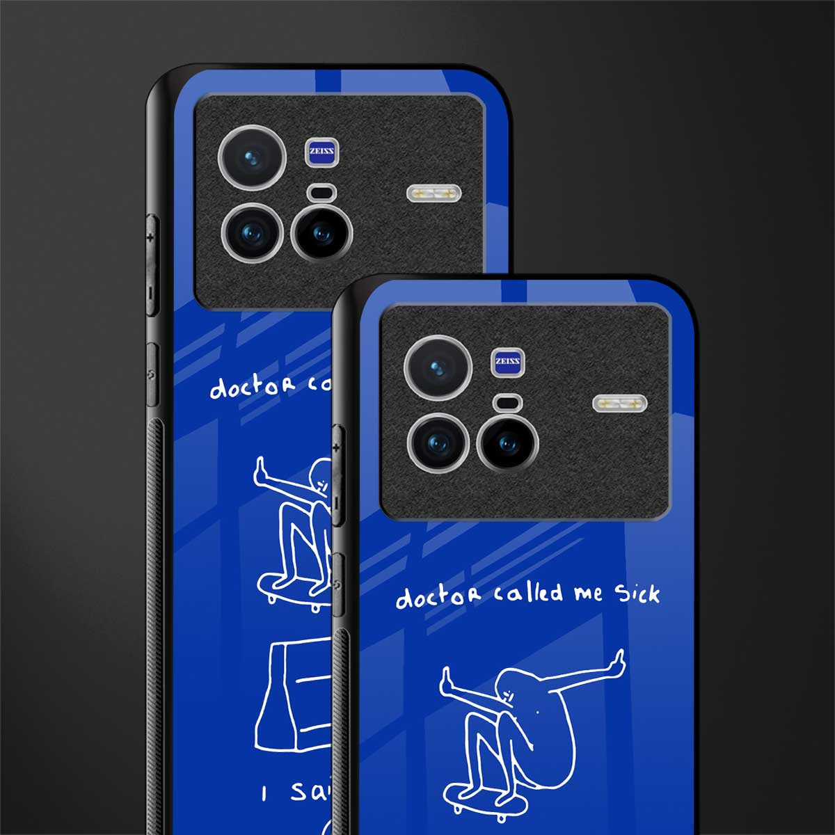 sick skateboarder blue doodle glass case for vivo x80 image-2