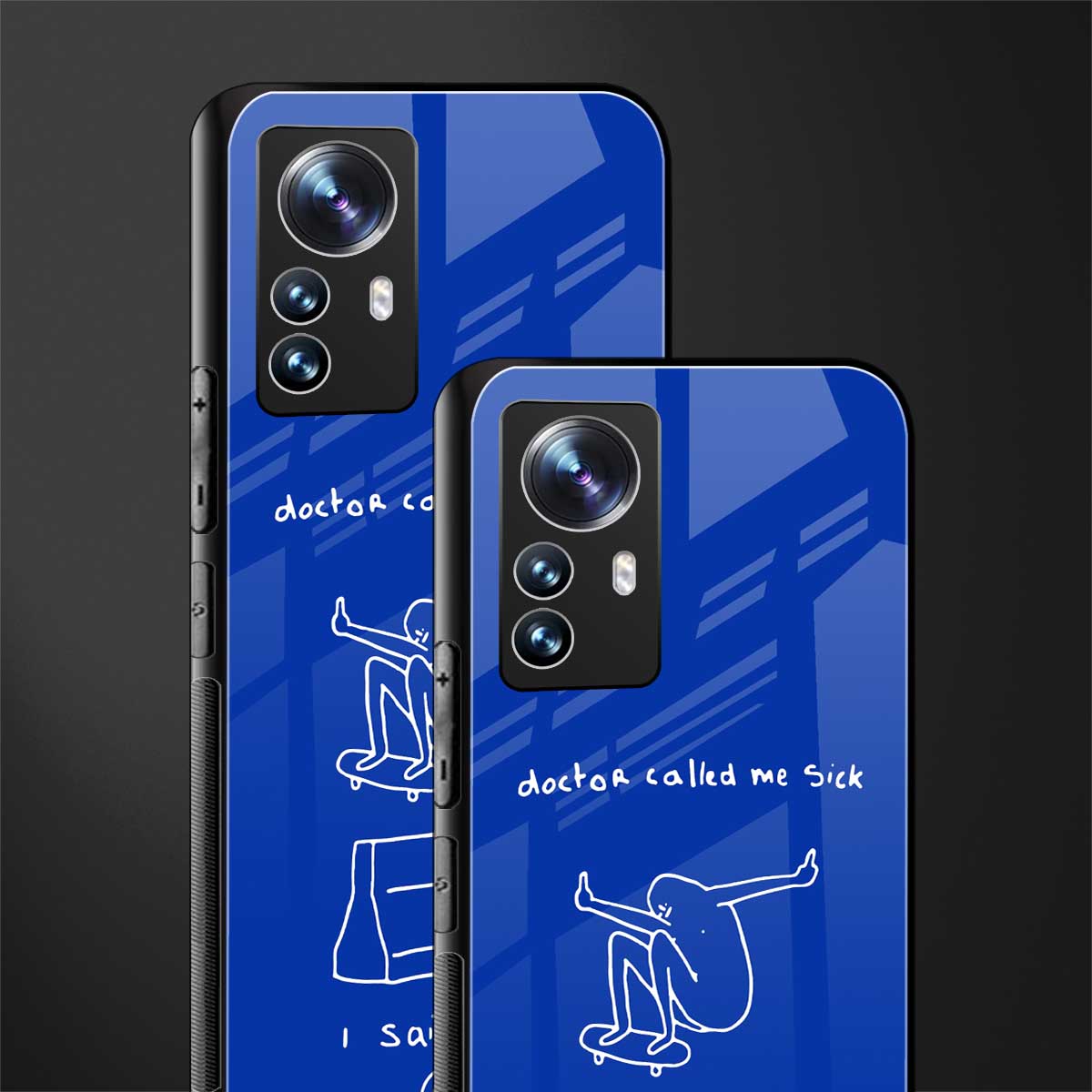 sick skateboarder blue doodle back phone cover | glass case for xiaomi 12 pro