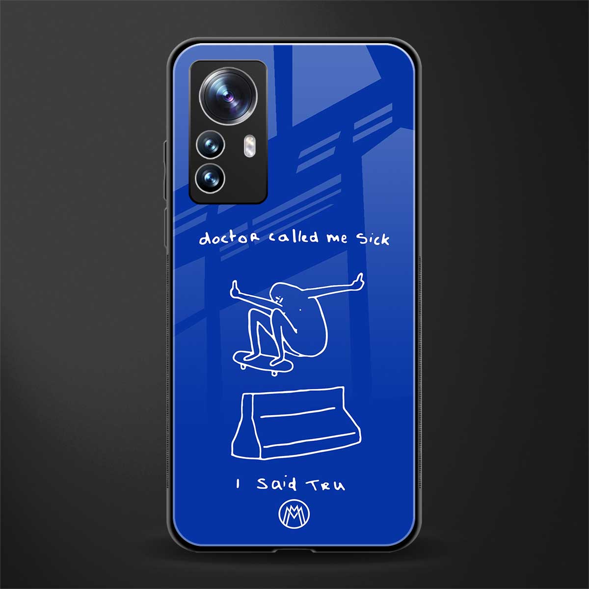 sick skateboarder blue doodle back phone cover | glass case for xiaomi 12 pro