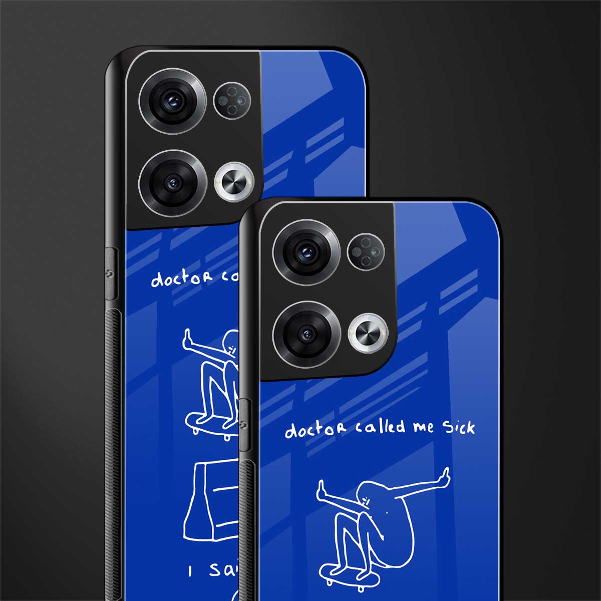 sick skateboarder blue doodle back phone cover | glass case for oppo reno 8