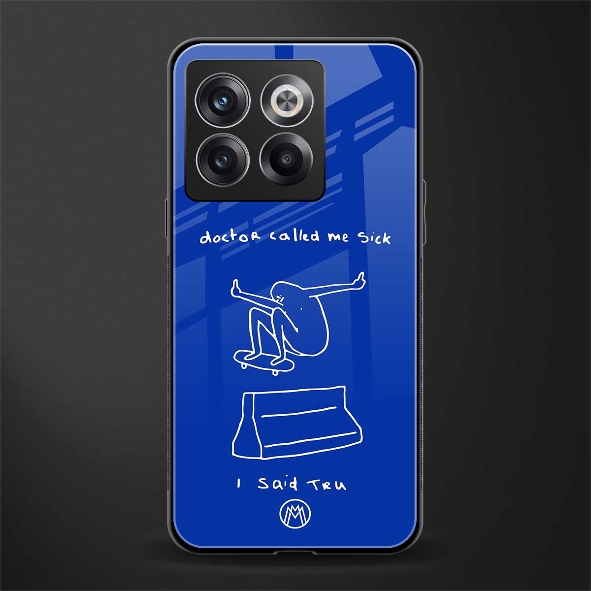 sick skateboarder blue doodle back phone cover | glass case for oneplus 10t