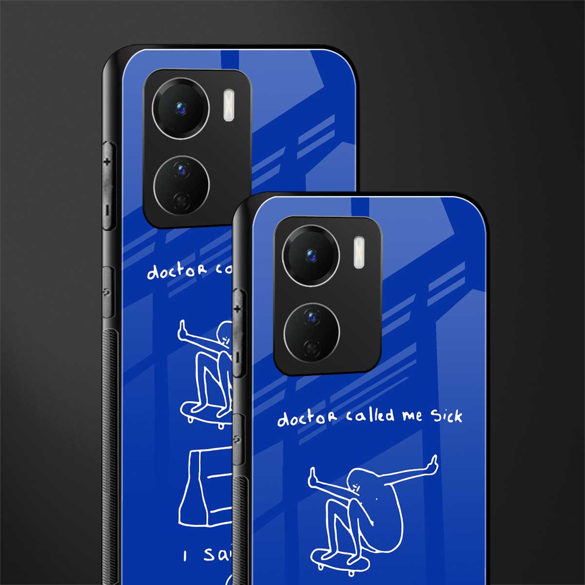sick skateboarder blue doodle back phone cover | glass case for vivo y16