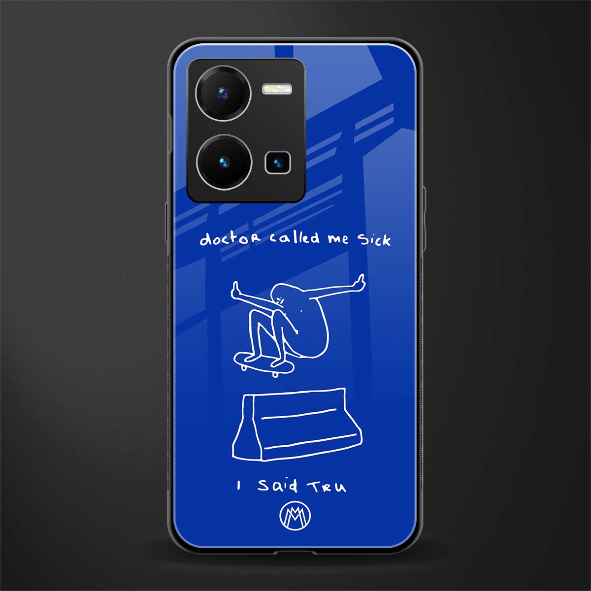 sick skateboarder blue doodle back phone cover | glass case for vivo y35 4g