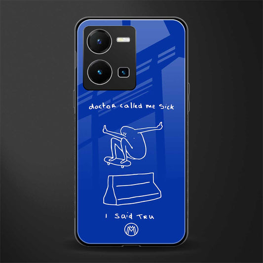 sick skateboarder blue doodle back phone cover | glass case for vivo y35 4g
