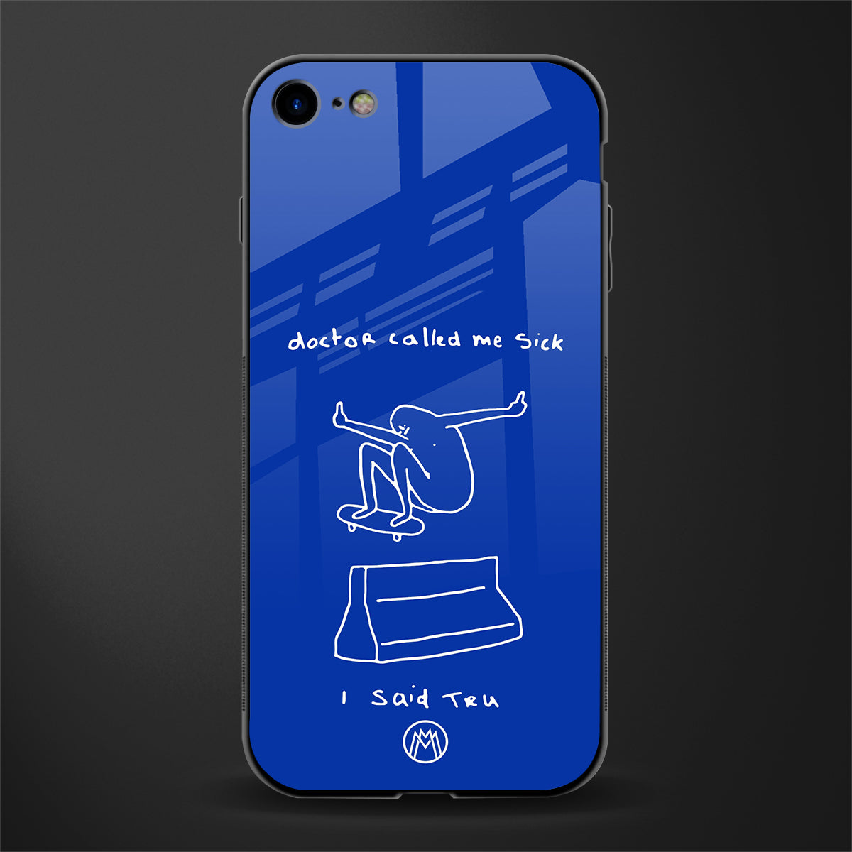 sick skateboarder blue doodle glass case for iphone 8 image