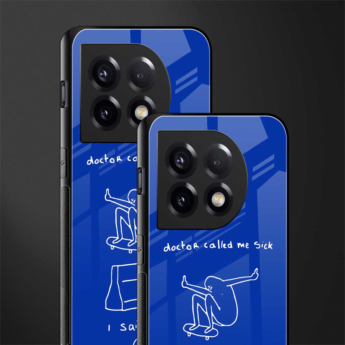 sick skateboarder blue doodle back phone cover | glass case for oneplus 11