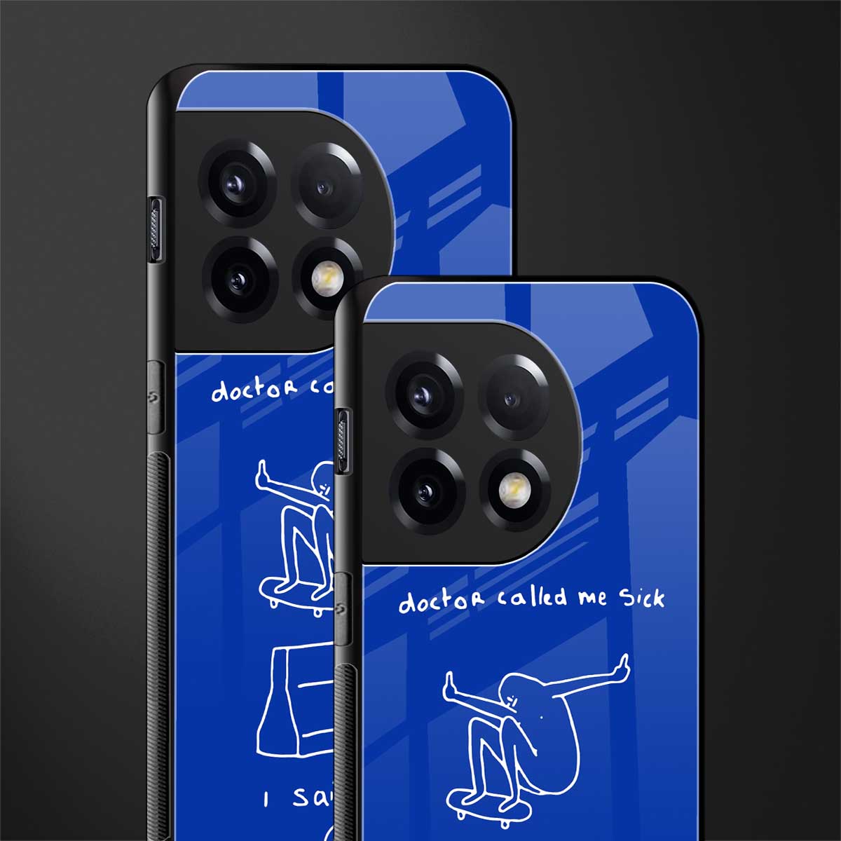 sick skateboarder blue doodle back phone cover | glass case for oneplus 11r