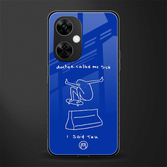 sick skateboarder blue doodle back phone cover | glass case for oneplus nord ce 3 lite