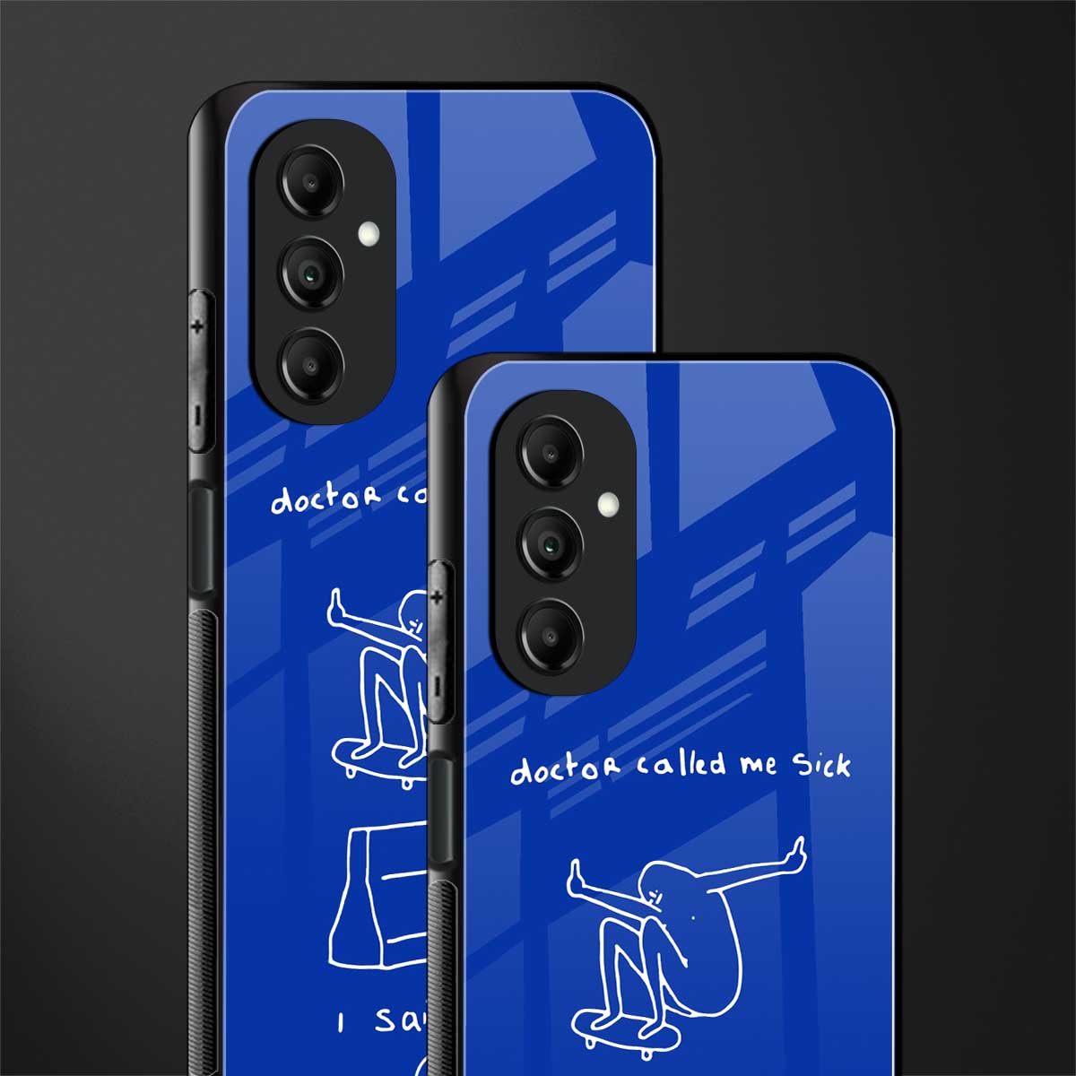 sick skateboarder blue doodle back phone cover | glass case for samsung galaxy a14 5g
