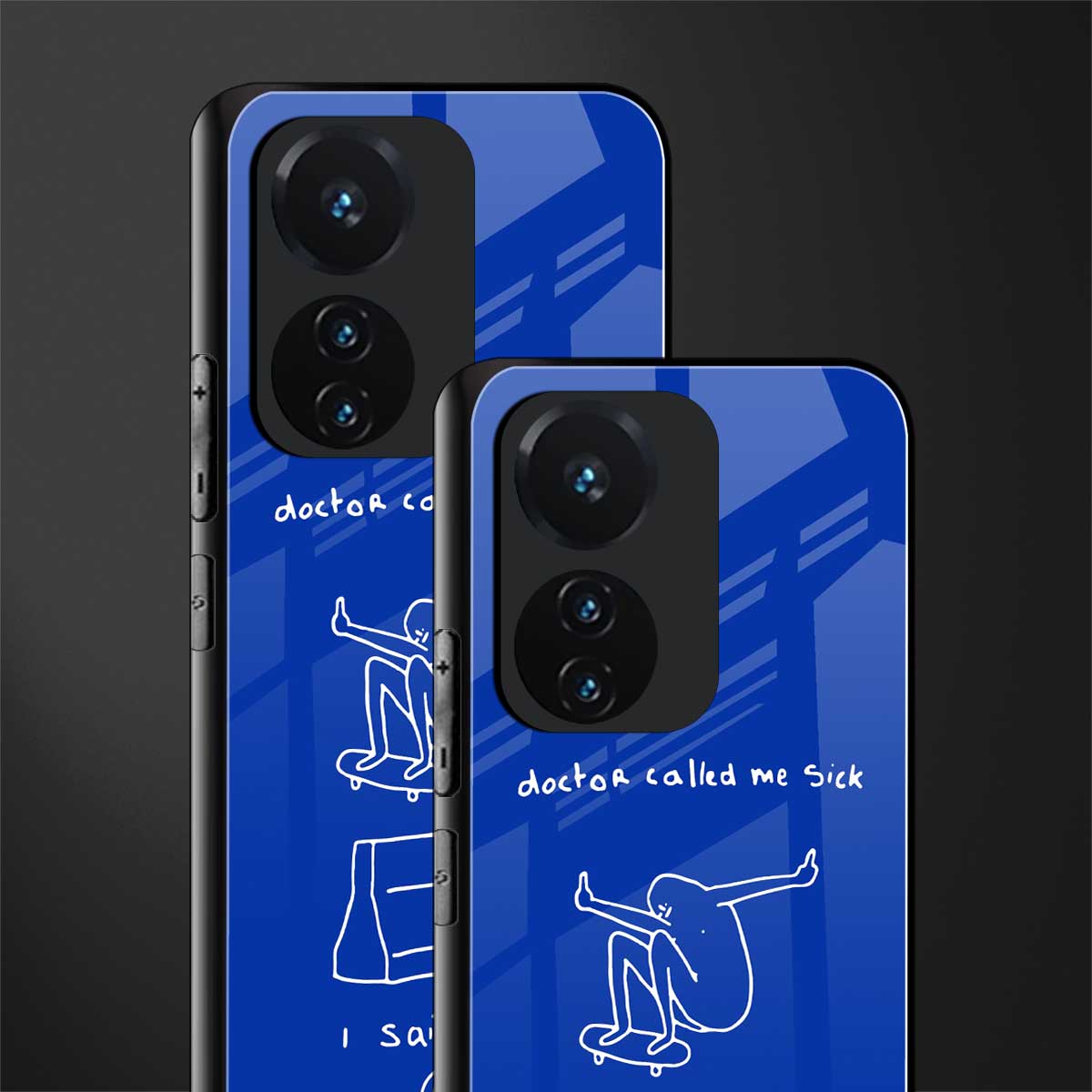 sick skateboarder blue doodle back phone cover | glass case for vivo t1 44w 4g