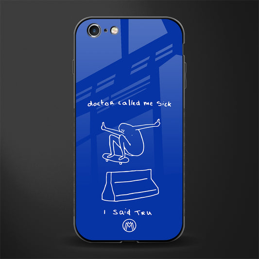sick skateboarder blue doodle glass case for iphone 6 image