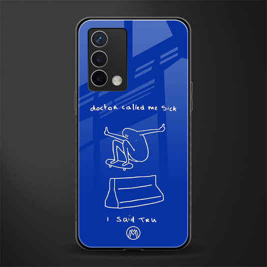 sick skateboarder blue doodle back phone cover | glass case for oppo a74 4g