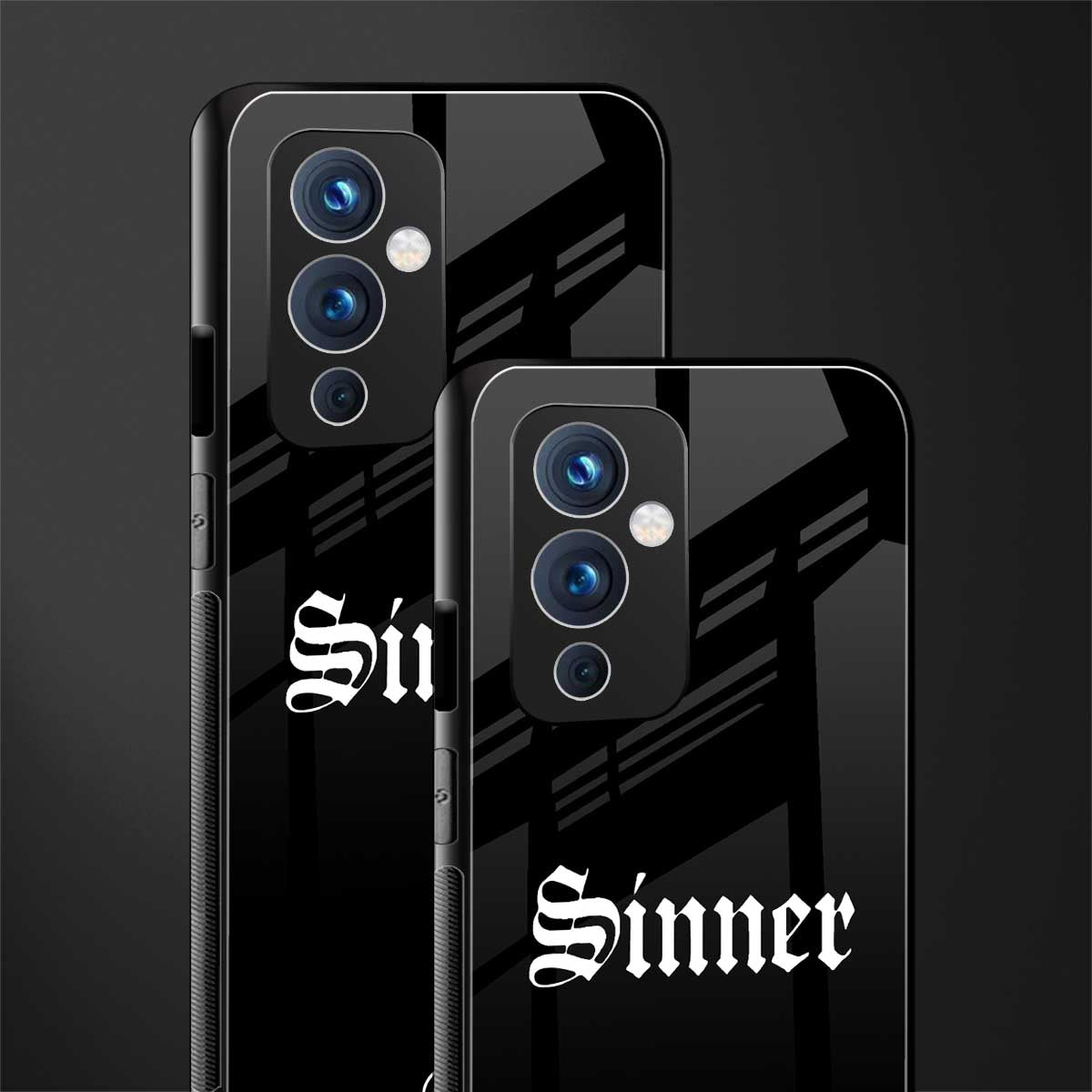 sinner back phone cover | glass case for oneplus 9