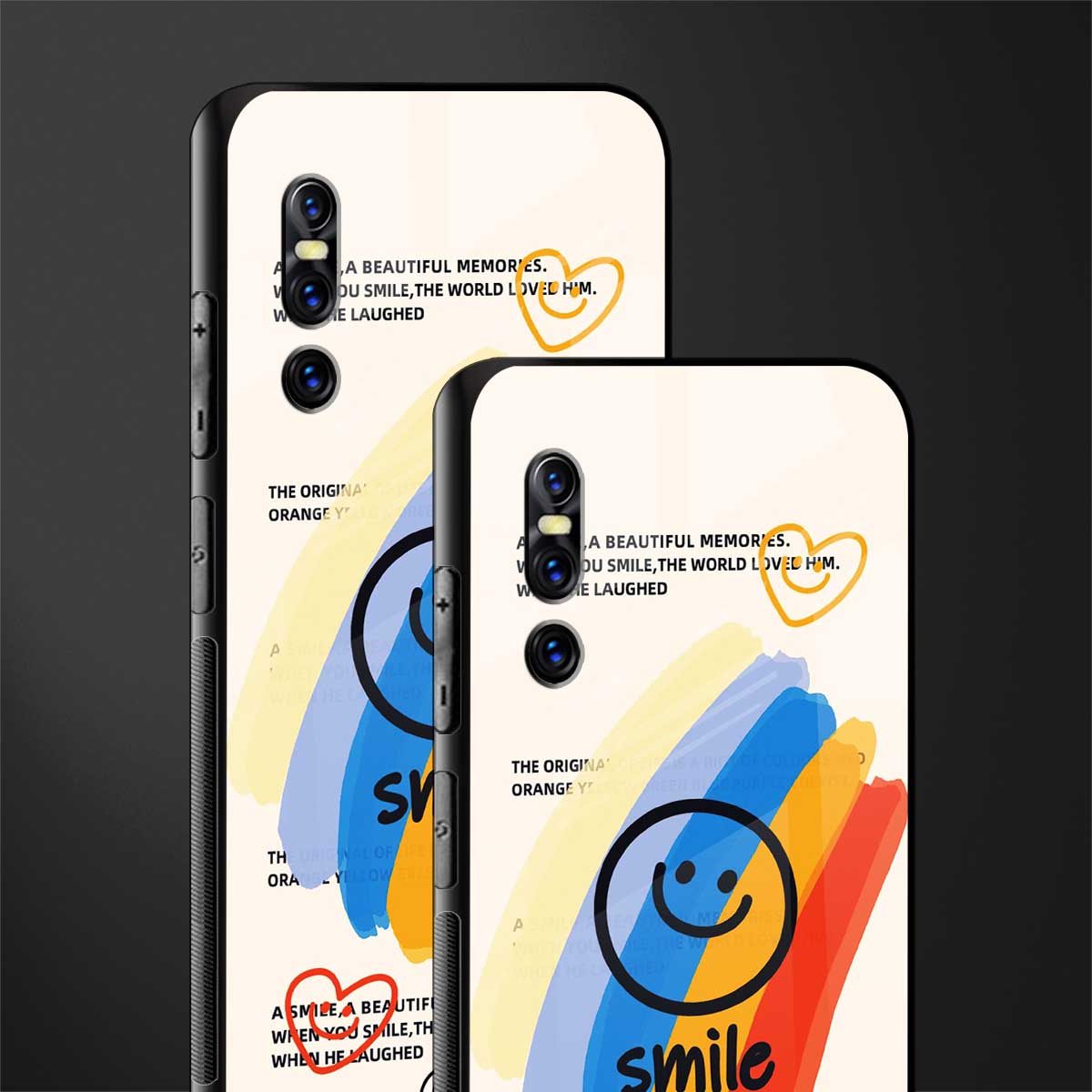 smile colourful glass case for vivo v15 pro image-2