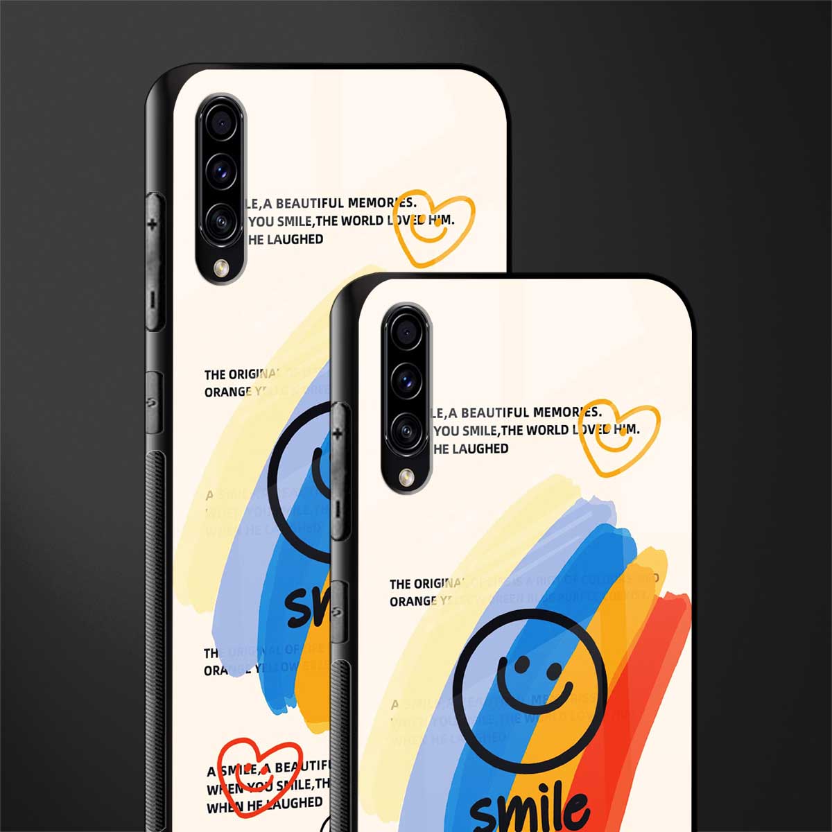 smile colourful glass case for samsung galaxy a70 image-2