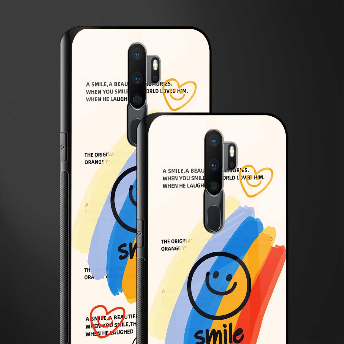 smile colourful glass case for oppo a5 2020 image-2